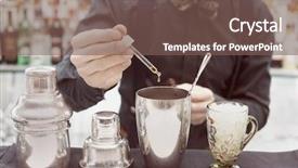  Presentation with cocktail bar - Presentation design enhanced with view of craft paper table background and a coral colored foreground.