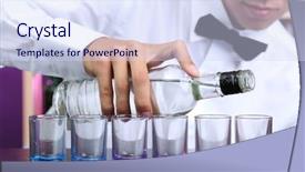  Presentation with vodka - PPT theme featuring bartender is pouring vodka background and a sky blue colored foreground