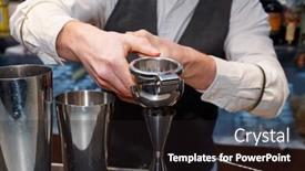  Presentation with bartender - Slides featuring bartender is squeezing citrus juice in jigger background and a dark gray colored foreground