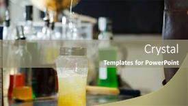  Presentation with bartender - Presentation theme featuring bartender is straining cocktail in a glass background and a gray colored foreground