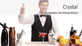  Presentation with bartender - Slide deck with bartender making a thumb up background and a white colored foreground