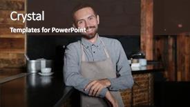  Presentation with bartender - Colorful PPT layouts enhanced with bartender near wooden bar counter backdrop and a tawny brown colored foreground
