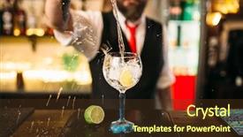  Presentation with alcoholic - Presentation design having bartender pouring alcoholic drink background and a tawny brown colored foreground