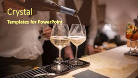  Presentation with bartender - Slide set having bartender-pouring-champagne-in-two background and a tawny brown colored foreground