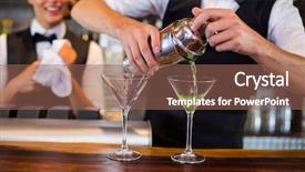  Presentation with tea pouring into glass transparent - Slides having bartender pouring cocktail from shaker background and a coral colored foreground