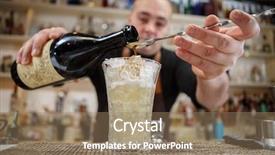  Presentation with bartender - Beautiful presentation theme featuring bartender pouring cocktail into glass at the bar backdrop and a coral colored foreground