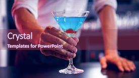 Presentation with bartender - PPT theme consisting of bartender serving a blue martini background and a violet colored foreground