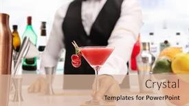  Presentation with alcoholic - Colorful presentation design enhanced with bartender-serving-an-alcoholic-cocktail backdrop and a coral colored foreground