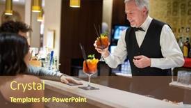  Presentation with bartender - PPT theme having bartender-serving-cocktails background and a tawny brown colored foreground