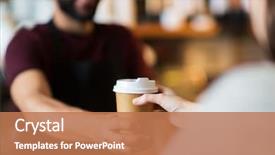  Presentation with coffee shop - Cool new theme with bartender serving customer at coffee backdrop and a coral colored foreground