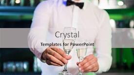  Presentation with bartender - Audience pleasing slide set consisting of bartender serving glass of champagne at bar counter in bar backdrop and a light gray colored foreground