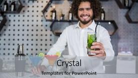  Presentation with bartender - Slide set with bartender serving glass of gin background and a light gray colored foreground
