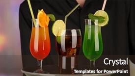  Presentation with bartender - Cool new PPT theme with bartender with different cocktails close-up backdrop and a wine colored foreground