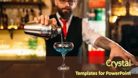  Presentation with bartender - PPT theme enhanced with bartender with shaker making alcohol background and a tawny brown colored foreground