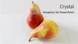  Presentation with wooden - PPT theme with bartlett-pears-on-a-wooden background and a light gray colored foreground