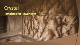  Presentation with conflict - PPT theme consisting of bas relief depicting conflict background and a tawny brown colored foreground