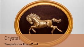  Presentation with 1950s - PPT theme having bas-relief-horse-vintage background and a coral colored foreground