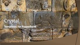 Presentation with borobudur temple - Presentation theme featuring bas-relief-in-borobudur-buddist background and a violet colored foreground
