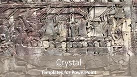  Presentation with fish people - Amazing slide deck having bas-relief-on-stone-wall backdrop and a gray colored foreground