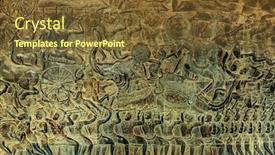  Presentation with stone - Colorful slide deck enhanced with bas-relief-stone-carving-around backdrop and a tawny brown colored foreground