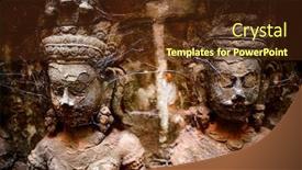  Presentation with archaeological - Beautiful PPT theme featuring bas-reliefs-in-terrace backdrop and a tawny brown colored foreground