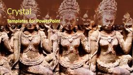  Presentation with king - Amazing PPT theme having bas-reliefs-in-terrace backdrop and a tawny brown colored foreground