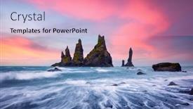  Presentation with pink sky - Slide set consisting of basalt-rock-formations-troll-toes background and a coral colored foreground