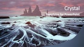  Presentation with rock - PPT theme having basalt rock formations troll toes background and a coral colored foreground