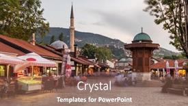  Presentation with square - Amazing slide deck having bascarsija-square-with-sebilj-wooden backdrop and a coral colored foreground