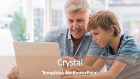  Presentation with grandfather - PPT layouts having bascula - portrait of a young boy background and a coral colored foreground