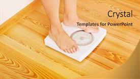  Presentation with senior living - Amazing slide deck having bascula - senior woman standing on weight backdrop and a yellow colored foreground