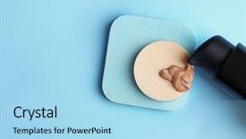  Presentation with foundation - Presentation theme consisting of base - makeup sponge with liquid foundation background and a light blue colored foreground