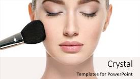  Presentation with base - Slides enhanced with base - young girl with makeup brush background and a lemonade colored foreground