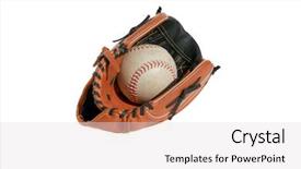  Presentation with base - Cool new PPT theme with base ball - baseball glove and baseball isolated backdrop and a light gray colored foreground