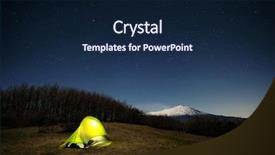  Presentation with volcano - Theme having moonlight and starry sky background and a navy blue colored foreground