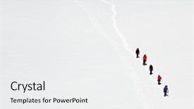  Presentation with virtual team global - Slides enhanced with mountaineer guide - team of alpinists traversing background and a white colored foreground