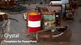  Presentation with base - Colorful slide set enhanced with base oil - abandoned rusty shipwreck with machines backdrop and a tawny brown colored foreground