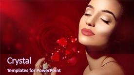  Presentation with flower and perfume - Presentation consisting of base oil - beautiful young woman spraying perfume background and a wine colored foreground