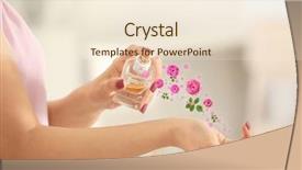  Presentation with base - PPT theme enhanced with base oil - beautiful young woman spraying perfume background and a lemonade colored foreground