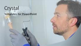  Presentation with base - PPT theme enhanced with base oil - painter at work background and a  colored foreground