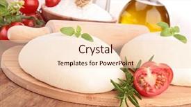  Presentation with pizza - Presentation theme enhanced with base oil - pizza and ingredients background and a  colored foreground
