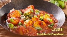  Presentation with base - PPT theme having base oil - potato pizzaiola in the fry background and a tawny brown colored foreground