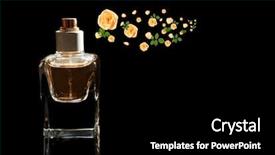  Presentation with perfume - Audience pleasing slides consisting of base oil - spraying perfume with flower component backdrop and a black colored foreground