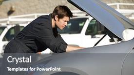  Presentation with mechanic - PPT theme featuring base oil - young mechanic fixing a car background and a  colored foreground