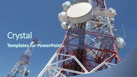  Presentation with telecommunications - PPT layouts enhanced with radio base station - bottom view of a telecommunications background and a ocean colored foreground