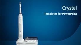  Presentation with electric - Colorful PPT layouts enhanced with power base - electric toothbrush on blue background backdrop and a dark gray colored foreground