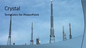  Presentation with radio tower - Cool new presentation theme with radio base station - image of metal broadcast tower backdrop and a light blue colored foreground