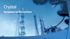  Presentation with radio tower - Cool new slides with radio base station - image of metal broadcast tower backdrop and a teal colored foreground