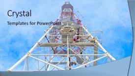  Presentation with radio tower - PPT theme featuring radio base station - telecommunication tower with antennas background and a light blue colored foreground