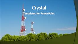  Presentation with telecommunications - Presentation design having radio base station - telecommunications towers with clear blue background and a teal colored foreground